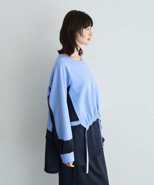 Editt by YECCA VECCA(エディットバイイェッカヴェッカ)の「シャツレイヤードデザインプルオーバー(Tシャツ/カットソー・レディース・杢グレー/ライトベージュ/ブルー・FREE)」の19枚目の写真