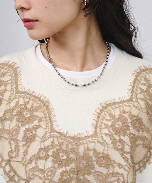 ROSE BUD（ローズバッド）の「LACE SWEAT（スウェット・レディース・オレンジ/オフホワイト/チャコールグレー・ONE SIZE）」の10枚目の写真