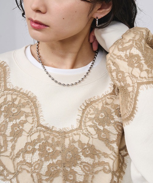 ROSE BUD（ローズバッド）の「LACE SWEAT（スウェット・レディース・オレンジ/オフホワイト/チャコールグレー・ONE SIZE）」の11枚目の写真