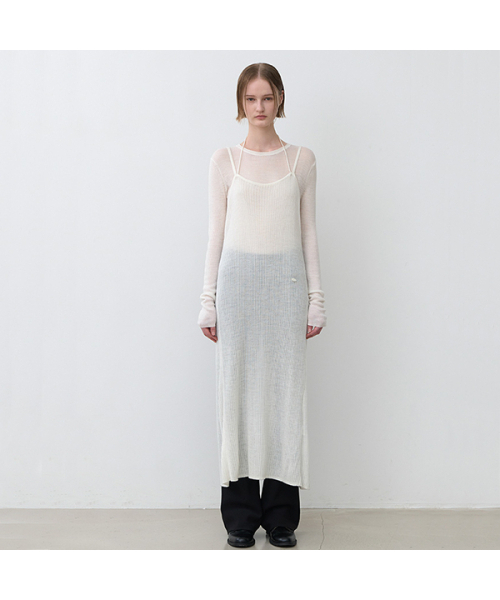 ATELIER NAIN(アトリエナイン)の「WOOL SHEER LAYERD KNIT DRESS(OP-6256)(ワンピース・レディース・アイボリー・FREE)」の1枚目の写真