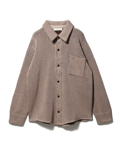 ESTNATION（エストネーション）の「ESTNATION / カジュアルニットシャツ（ニット/セーター・メンズ・ブラウン/オフホワイト・FREE）」の14枚目の写真