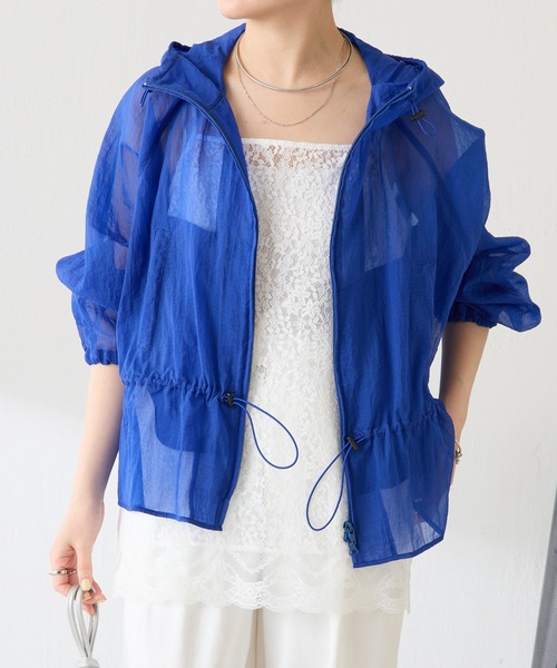 COLLAGE GALLARDAGALANTE（コラージュガリャルダガランテ）の「リップストップシアーパーカー（マウンテンパーカー・レディース・ブルー/ホワイト・FREE）」の13枚目の写真