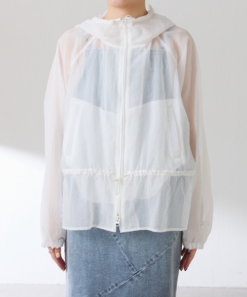COLLAGE GALLARDAGALANTE（コラージュガリャルダガランテ）の「リップストップシアーパーカー（マウンテンパーカー・レディース・ブルー/ホワイト・FREE）」の22枚目の写真