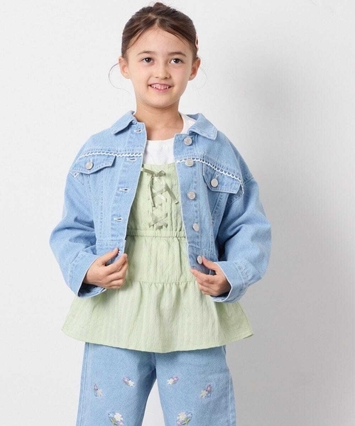 a.v.v（アーヴェヴェ）の「[120-160]レースGジャン（デニムジャケット・キッズ・ダークインディゴブルー・130/120/140/160/150）」の7枚目の写真