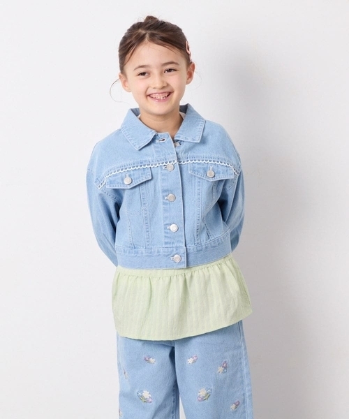 a.v.v（アーヴェヴェ）の「[120-160]レースGジャン（デニムジャケット・キッズ・ダークインディゴブルー・130/120/140/160/150）」の8枚目の写真