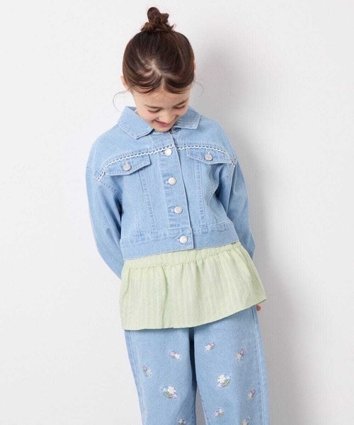 a.v.v（アーヴェヴェ）の「[120-160]レースGジャン（デニムジャケット・キッズ・ダークインディゴブルー・130/120/140/160/150）」の9枚目の写真