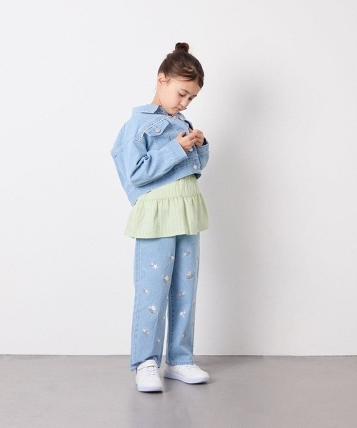 a.v.v（アーヴェヴェ）の「[120-160]レースGジャン（デニムジャケット・キッズ・ダークインディゴブルー・130/120/140/160/150）」の13枚目の写真