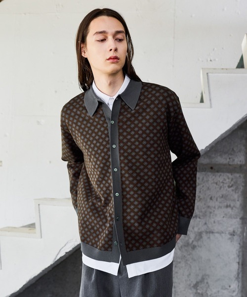 HARE（ハレ）の「コモンガラニットシャツ(HARE)（ニット/セーター・メンズ・ブラック/ブラウン・FREE）」の15枚目の写真