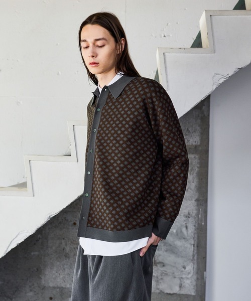 HARE（ハレ）の「コモンガラニットシャツ(HARE)（ニット/セーター・メンズ・ブラック/ブラウン・FREE）」の16枚目の写真