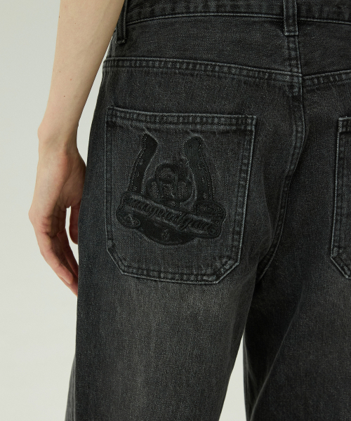 MAGOODGAN(メックウッドガン)の「パブン7546 ホースシュー刺繍ワイドフィットダークインディゴデニムパンツ(デニムパンツ・レディース・その他・26/28/30/32/34)」の6枚目の写真