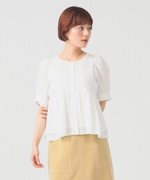 【8/6 再値下げ】ティアード 2Way パフ スリーブ ブラウス 26SS 五分袖 パフスリーブ 通勤 通学 オフィスカジュアル 洗える