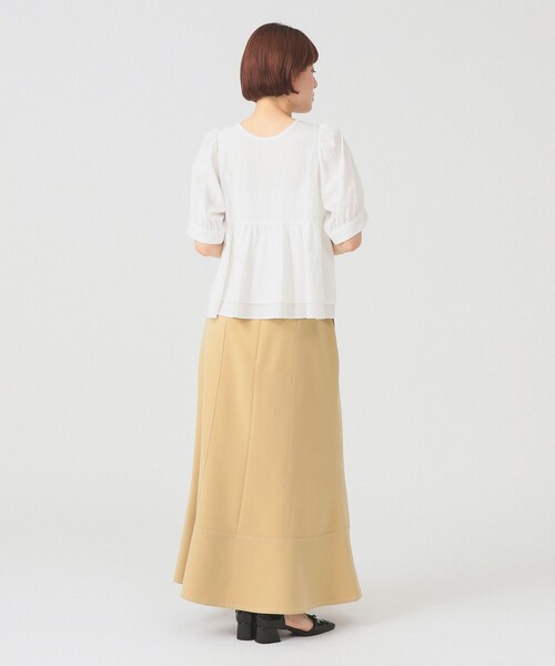 Ray BEAMS(レイビームス)の「【8/6 再値下げ】ティアード 2Way パフ スリーブ ブラウス 26SS 五分袖 パフスリーブ 通勤 通学 オフィスカジュアル 洗える(シャツ/ブラウス・レディース・ブラック/ホワイト/ダークブラウン・ONE SIZE)」の5枚目の写真