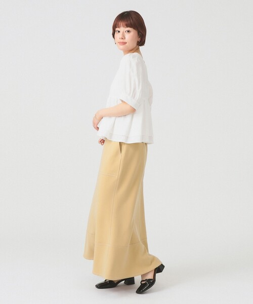 Ray BEAMS(レイビームス)の「【8/6 再値下げ】ティアード 2Way パフ スリーブ ブラウス 26SS 五分袖 パフスリーブ 通勤 通学 オフィスカジュアル 洗える(シャツ/ブラウス・レディース・ブラック/ホワイト/ダークブラウン・ONE SIZE)」の6枚目の写真