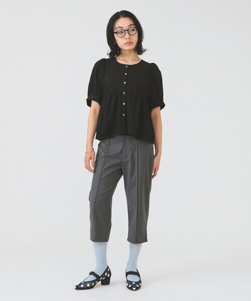 Ray BEAMS(レイビームス)の「【8/6 再値下げ】ティアード 2Way パフ スリーブ ブラウス 26SS 五分袖 パフスリーブ 通勤 通学 オフィスカジュアル 洗える(シャツ/ブラウス・レディース・ブラック/ホワイト/ダークブラウン・ONE SIZE)」の8枚目の写真