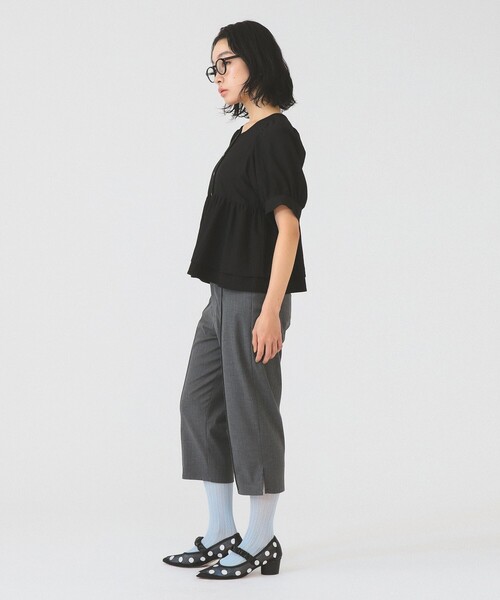 Ray BEAMS(レイビームス)の「【8/6 再値下げ】ティアード 2Way パフ スリーブ ブラウス 26SS 五分袖 パフスリーブ 通勤 通学 オフィスカジュアル 洗える(シャツ/ブラウス・レディース・ブラック/ホワイト/ダークブラウン・ONE SIZE)」の9枚目の写真