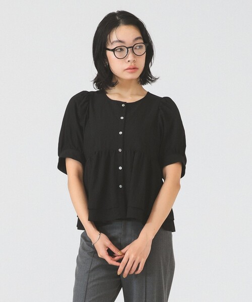 Ray BEAMS(レイビームス)の「【8/6 再値下げ】ティアード 2Way パフ スリーブ ブラウス 26SS 五分袖 パフスリーブ 通勤 通学 オフィスカジュアル 洗える(シャツ/ブラウス・レディース・ブラック/ホワイト/ダークブラウン・ONE SIZE)」の11枚目の写真