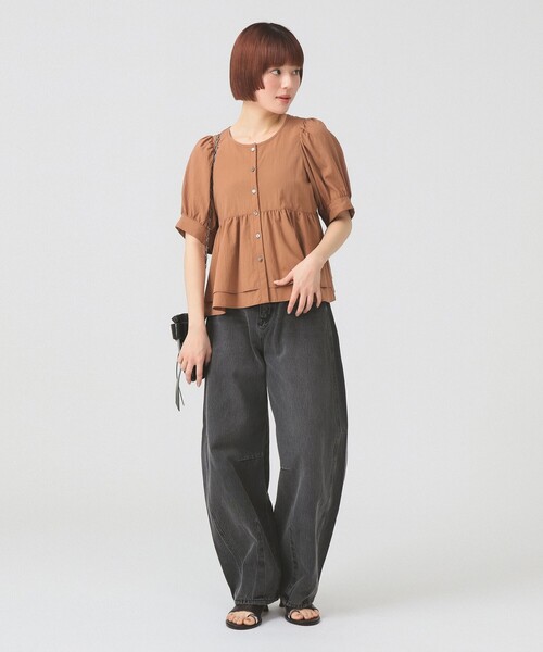 Ray BEAMS(レイビームス)の「【8/6 再値下げ】ティアード 2Way パフ スリーブ ブラウス 26SS 五分袖 パフスリーブ 通勤 通学 オフィスカジュアル 洗える(シャツ/ブラウス・レディース・ブラック/ホワイト/ダークブラウン・ONE SIZE)」の12枚目の写真