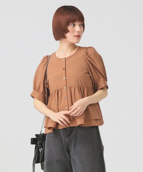 Ray BEAMS(レイビームス)の「【8/6 再値下げ】ティアード 2Way パフ スリーブ ブラウス 26SS 五分袖 パフスリーブ 通勤 通学 オフィスカジュアル 洗える(シャツ/ブラウス・レディース・ブラック/ホワイト/ダークブラウン・ONE SIZE)」の15枚目の写真