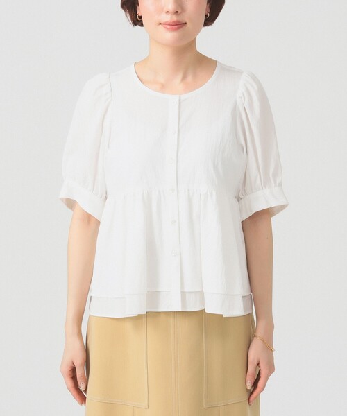 Ray BEAMS(レイビームス)の「【8/6 再値下げ】ティアード 2Way パフ スリーブ ブラウス 26SS 五分袖 パフスリーブ 通勤 通学 オフィスカジュアル 洗える(シャツ/ブラウス・レディース・ブラック/ホワイト/ダークブラウン・ONE SIZE)」の16枚目の写真