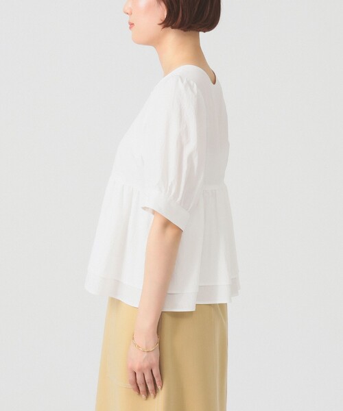 Ray BEAMS(レイビームス)の「【8/6 再値下げ】ティアード 2Way パフ スリーブ ブラウス 26SS 五分袖 パフスリーブ 通勤 通学 オフィスカジュアル 洗える(シャツ/ブラウス・レディース・ブラック/ホワイト/ダークブラウン・ONE SIZE)」の17枚目の写真