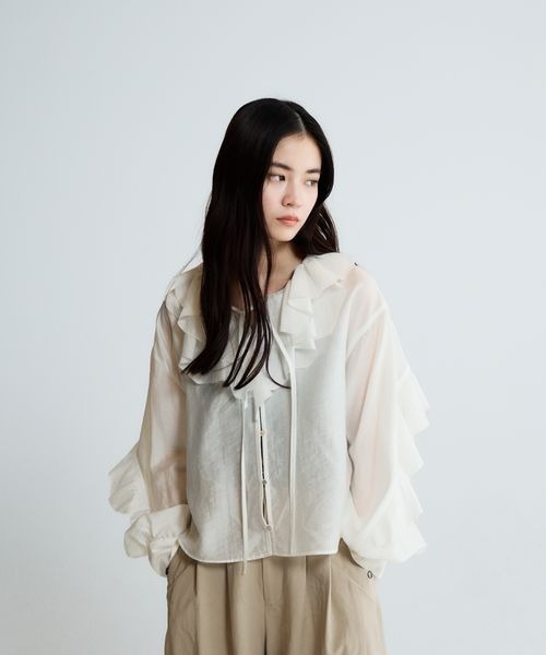 JEANASIS(ジーナシス)の「ポインテッドフリルブラウス/663862(シャツ/ブラウス・レディース・ブラック系その他/ブルー系その他/ブラック/ホワイト・FREE)」の11枚目の写真