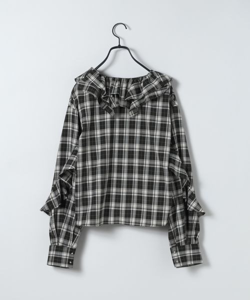 JEANASIS(ジーナシス)の「ポインテッドフリルブラウス/663862(シャツ/ブラウス・レディース・ブラック系その他/ブルー系その他/ブラック/ホワイト・FREE)」の13枚目の写真