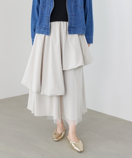 Bou Jeloud（ブージュルード）の「アシメレイヤードスカート（スカート・レディース・ブラック/アイボリー・FREE）」の3枚目の写真