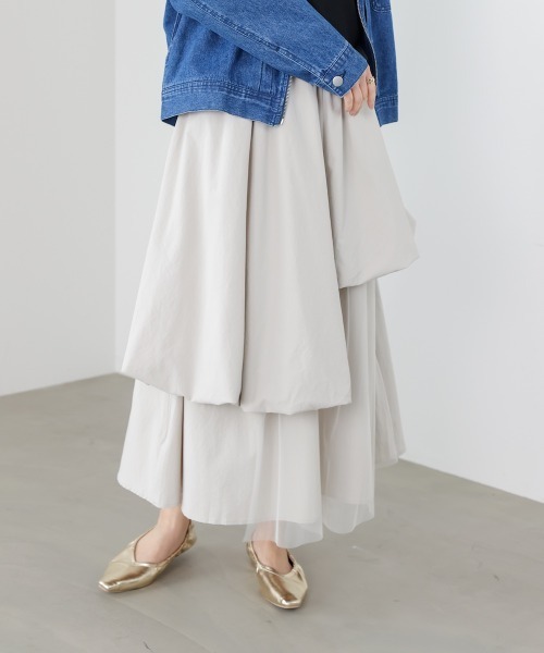 Bou Jeloud（ブージュルード）の「アシメレイヤードスカート（スカート・レディース・ブラック/アイボリー・FREE）」の5枚目の写真