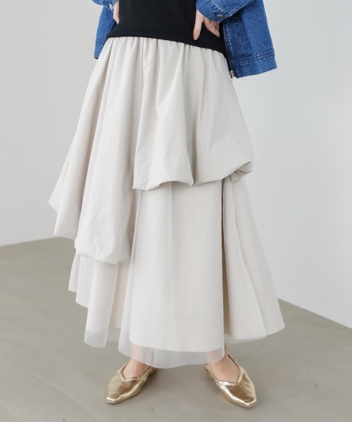 Bou Jeloud（ブージュルード）の「アシメレイヤードスカート（スカート・レディース・ブラック/アイボリー・FREE）」の8枚目の写真
