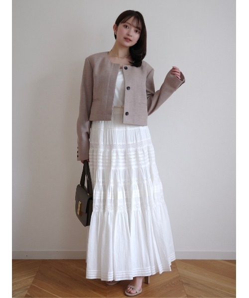 anuans（アニュアンス）の「クルーコンパクトジャケット（ノーカラージャケット・レディース・ダークネイビー/アイボリー/ベージュ・MEDIUM/SMALL）」の21枚目の写真