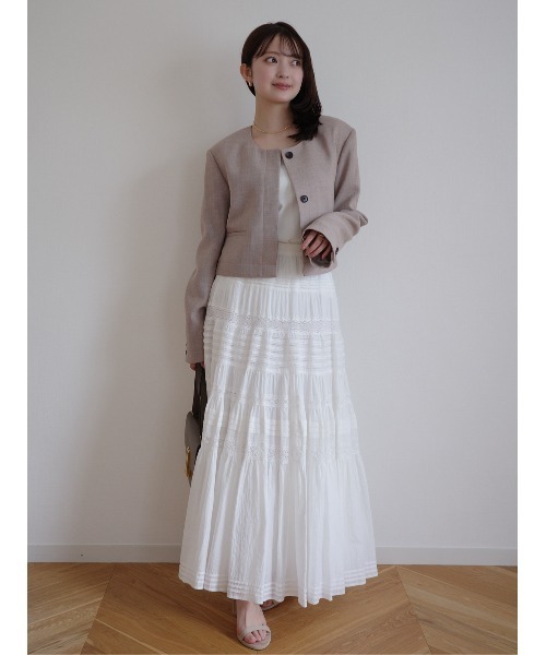 anuans（アニュアンス）の「クルーコンパクトジャケット（ノーカラージャケット・レディース・ダークネイビー/アイボリー/ベージュ・MEDIUM/SMALL）」の22枚目の写真