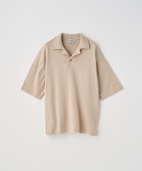 JOHN SMEDLEY(ジョンスメドレー)の「コットン スキッパーネックニットプルオーバー(ポロシャツ・メンズ・ベージュ系その他4・L)」の1枚目の写真