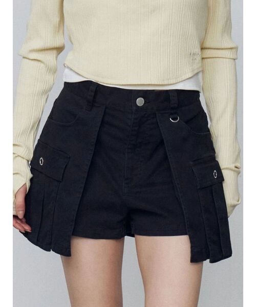 EMODA(エモダ)の「レイヤードボックススカートパンツ(スカート・レディース・ブラック/カーキ・SMALL/MEDIUM)」の1枚目の写真