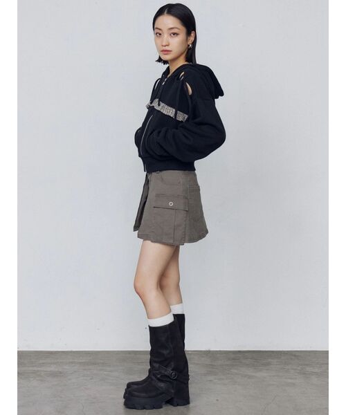 EMODA(エモダ)の「レイヤードボックススカートパンツ(スカート・レディース・ブラック/カーキ・SMALL/MEDIUM)」の6枚目の写真