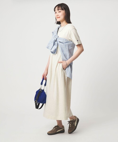 Champion（チャンピオン）の「【別注】＜Champion＞ショートスリーブ フレア Tシャツ ワンピース（ワンピース・レディース・ブラック/ネイビー/ナチュラル・FREE）」の9枚目の写真