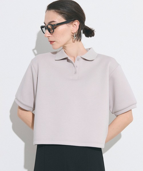 coca(coca)(コカ)の「ソフトスウェット ポロトップス(ポロシャツ・レディース・ライトグレー/ブラック・L/S/M)」の2枚目の写真