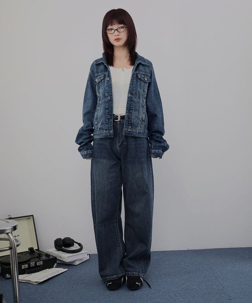 Ulysses(ユリシス)の「デニムセットアップ ジャケット×ストレートパンツ(セットアップ・レディース・ネイビー・L/M)」の2枚目の写真