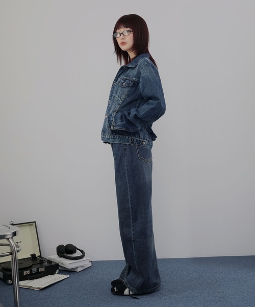 Ulysses(ユリシス)の「デニムセットアップ ジャケット×ストレートパンツ(セットアップ・レディース・ネイビー・L/M)」の6枚目の写真