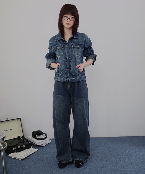 セール】デニムセットアップ ジャケット×ストレートパンツ