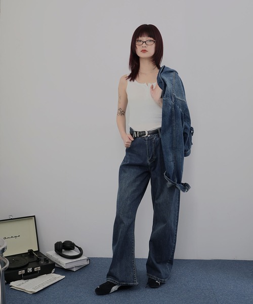 セール】デニムセットアップ ジャケット×ストレートパンツ