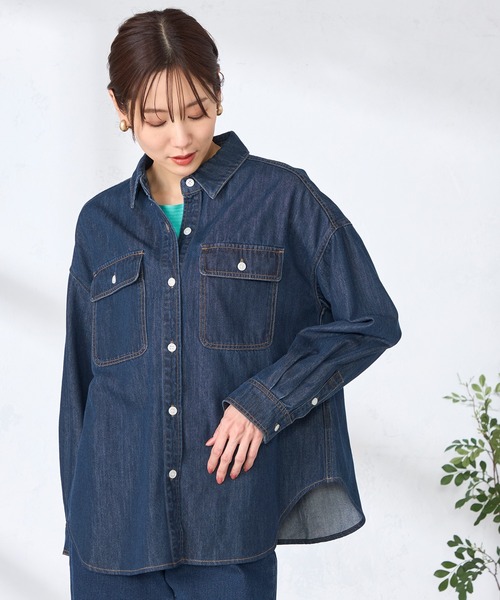 GALLORIA（ギャローリア）の「デニムシャツジャケット（デニムジャケット・レディース・ネイビー/ライトブルー・L/LL/M/S）」の8枚目の写真
