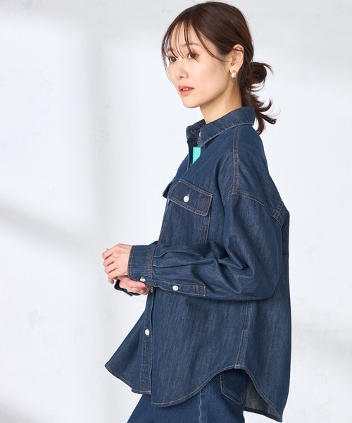 GALLORIA（ギャローリア）の「デニムシャツジャケット（デニムジャケット・レディース・ネイビー/ライトブルー・L/LL/M/S）」の9枚目の写真