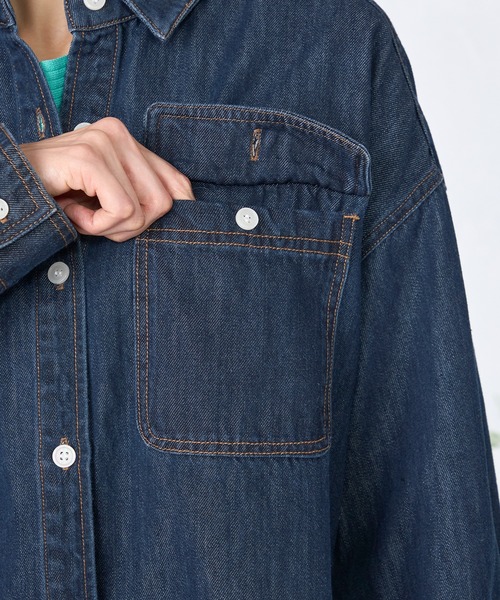GALLORIA（ギャローリア）の「デニムシャツジャケット（デニムジャケット・レディース・ネイビー/ライトブルー・L/LL/M/S）」の10枚目の写真