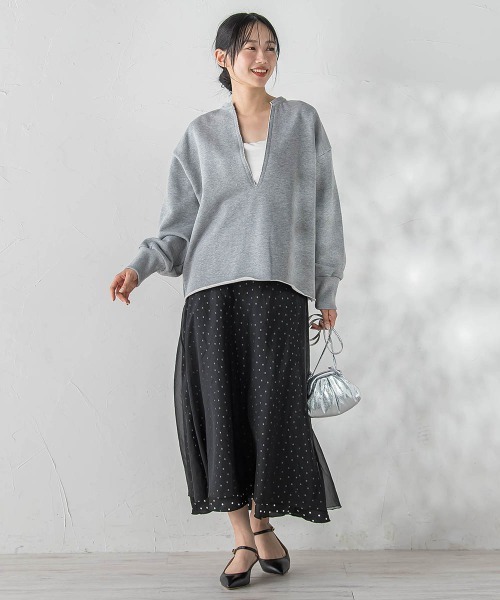 Droite lautreamont(ドロワットロートレアモン)の「裏毛Vネックカットソー≪手洗い可能≫(Tシャツ/カットソー・レディース・ブラウン・M)」の17枚目の写真