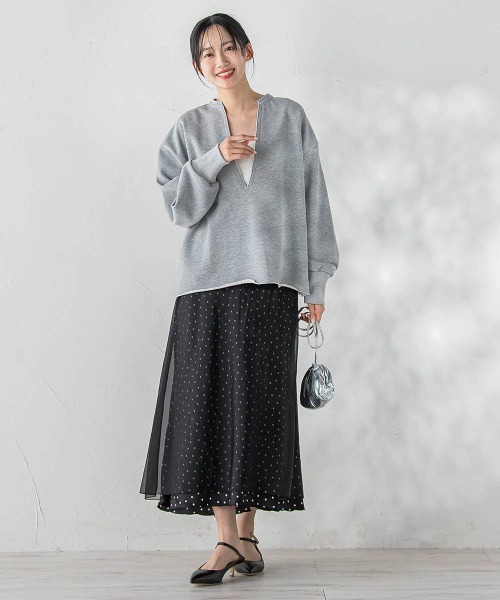 Droite lautreamont(ドロワットロートレアモン)の「裏毛Vネックカットソー≪手洗い可能≫(Tシャツ/カットソー・レディース・ブラウン・M)」の19枚目の写真