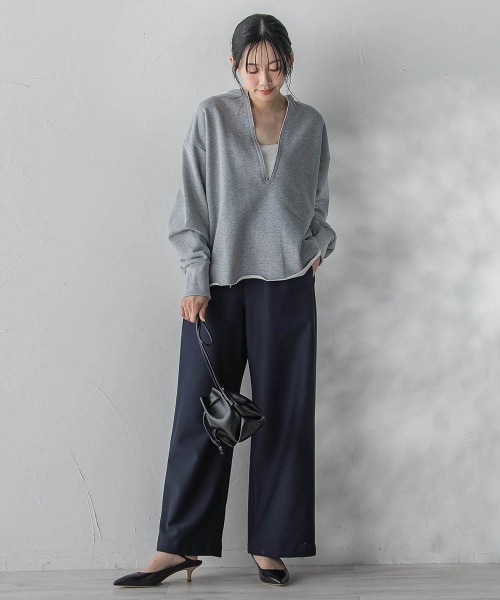 Droite lautreamont(ドロワットロートレアモン)の「裏毛Vネックカットソー≪手洗い可能≫(Tシャツ/カットソー・レディース・ブラウン・M)」の20枚目の写真