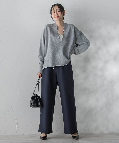 Droite lautreamont(ドロワットロートレアモン)の「裏毛Vネックカットソー≪手洗い可能≫(Tシャツ/カットソー・レディース・ブラウン・M)」の21枚目の写真