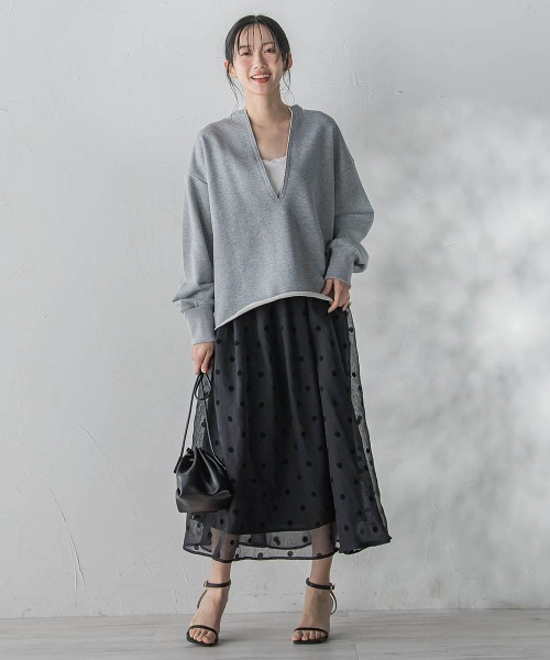 Droite lautreamont(ドロワットロートレアモン)の「裏毛Vネックカットソー≪手洗い可能≫(Tシャツ/カットソー・レディース・ブラウン・M)」の22枚目の写真