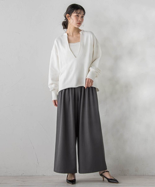 Droite lautreamont(ドロワットロートレアモン)の「裏毛Vネックカットソー≪手洗い可能≫(Tシャツ/カットソー・レディース・ブラウン・M)」の5枚目の写真