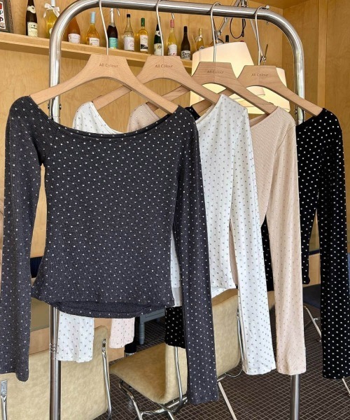 Miniministore(ミニミニストア)の「ドットラメtシャツオフショルダートップス(Tシャツ/カットソー・レディース・ブラック/ベージュ/ダークグレー/ホワイト・FREE)」の19枚目の写真